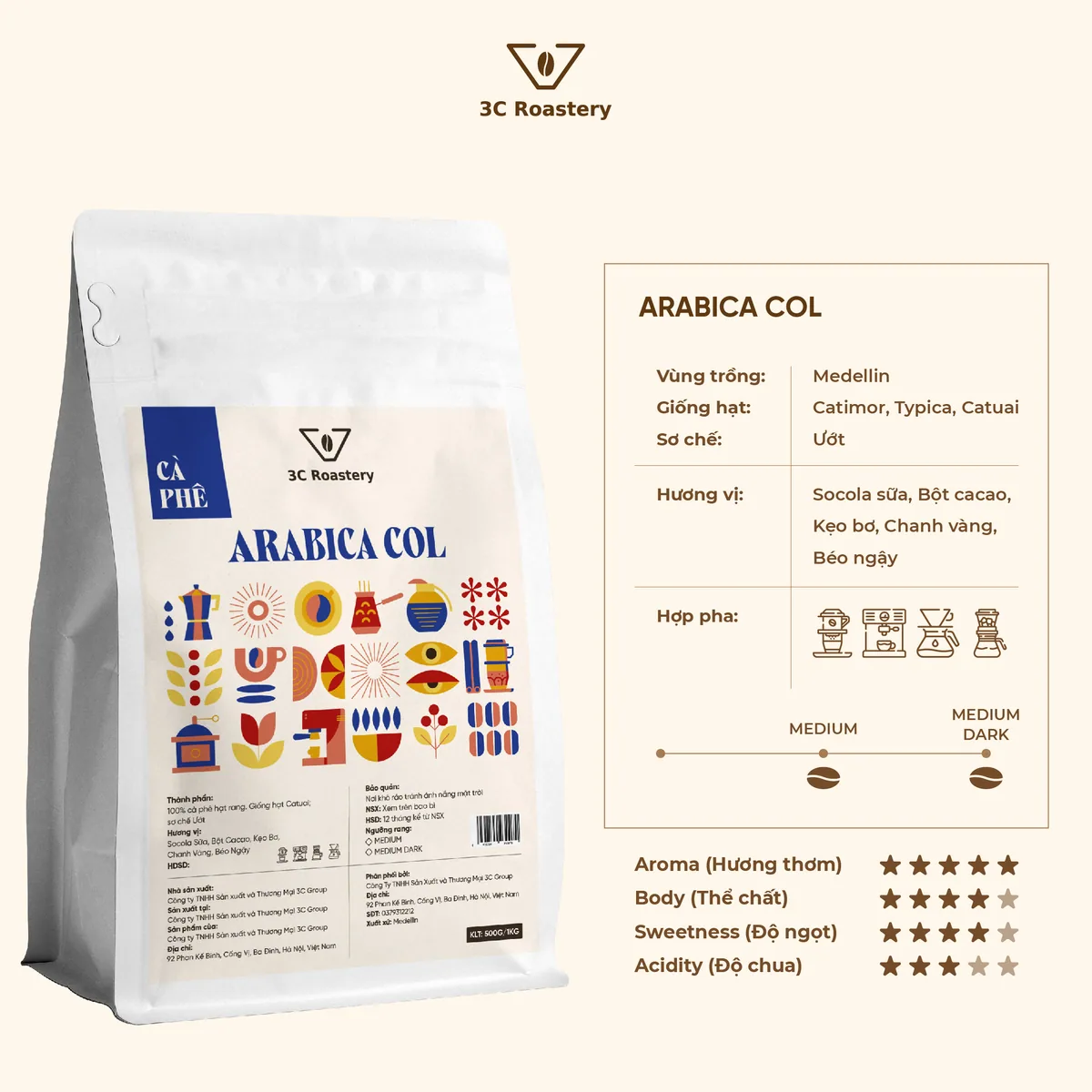 cà phê arabica colombia supremo – sơ chế washed - colombia coffee by 3c roastery - nguyễn văn lộc