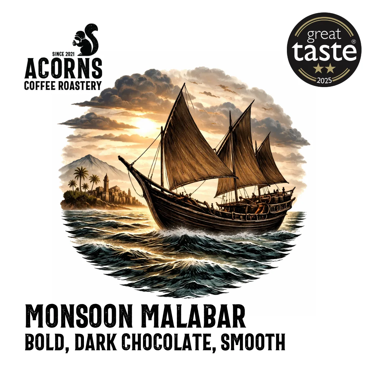 monsooned malabar coffee by acorns coffee and cake