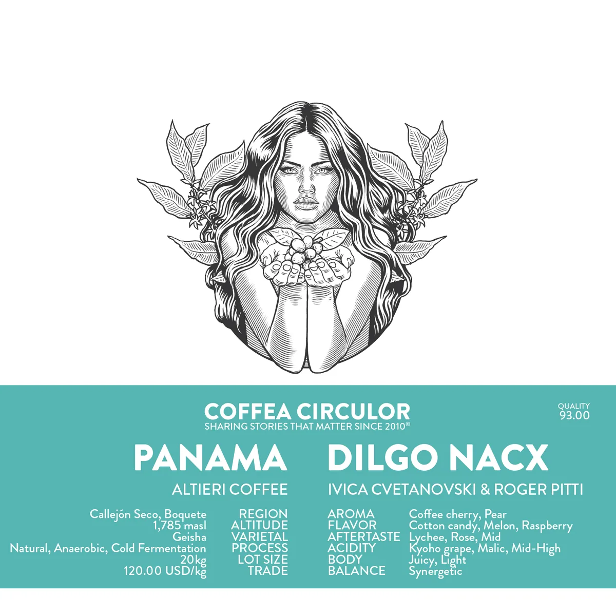 panama altieri dilgo geisha natural anaerobic cold fermentation nacx - panama coffee by coffea circulor