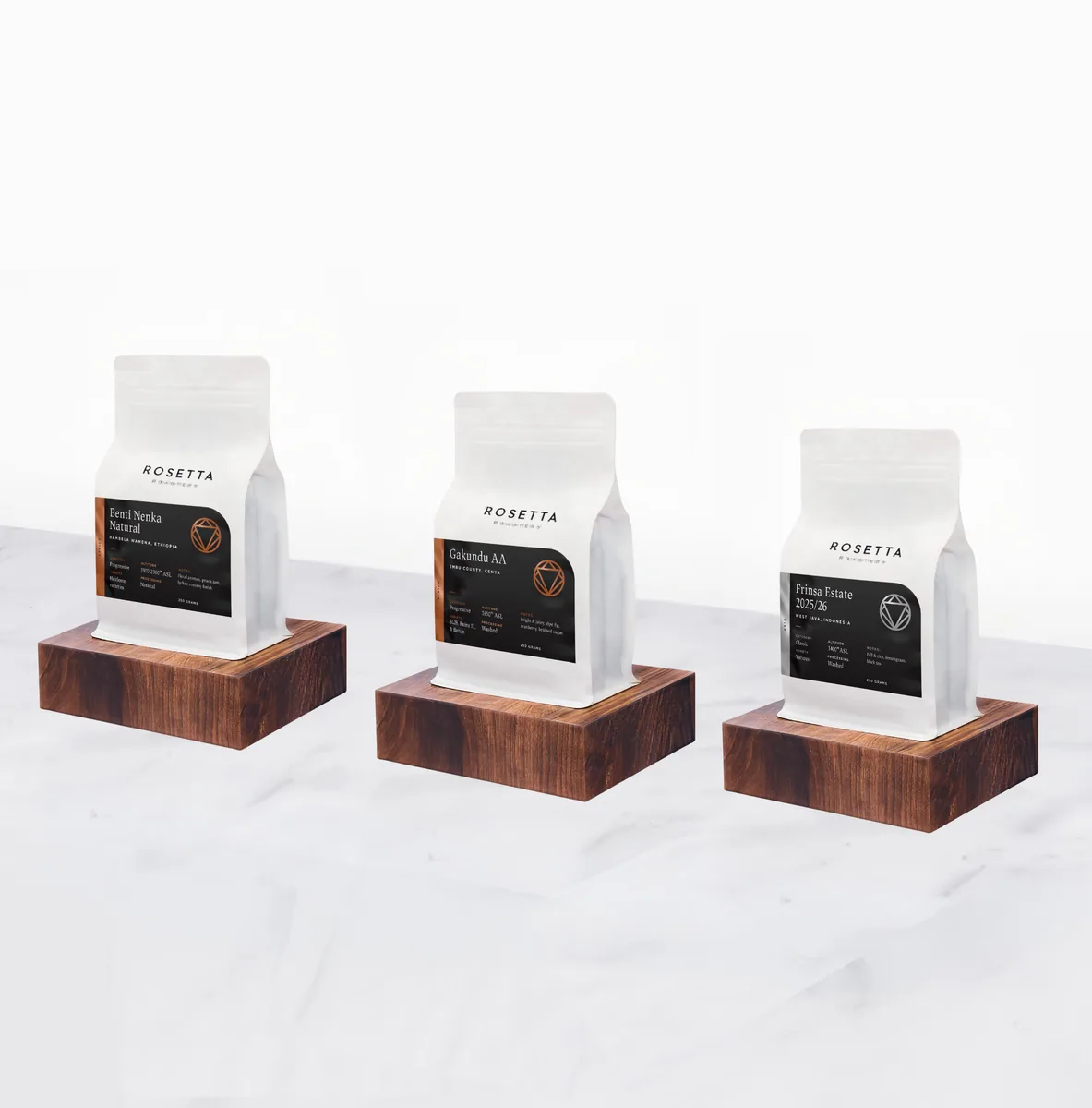 signature selection set - kenya + indonesia coffee by rosetta roastery - espresso pop up (silo district)