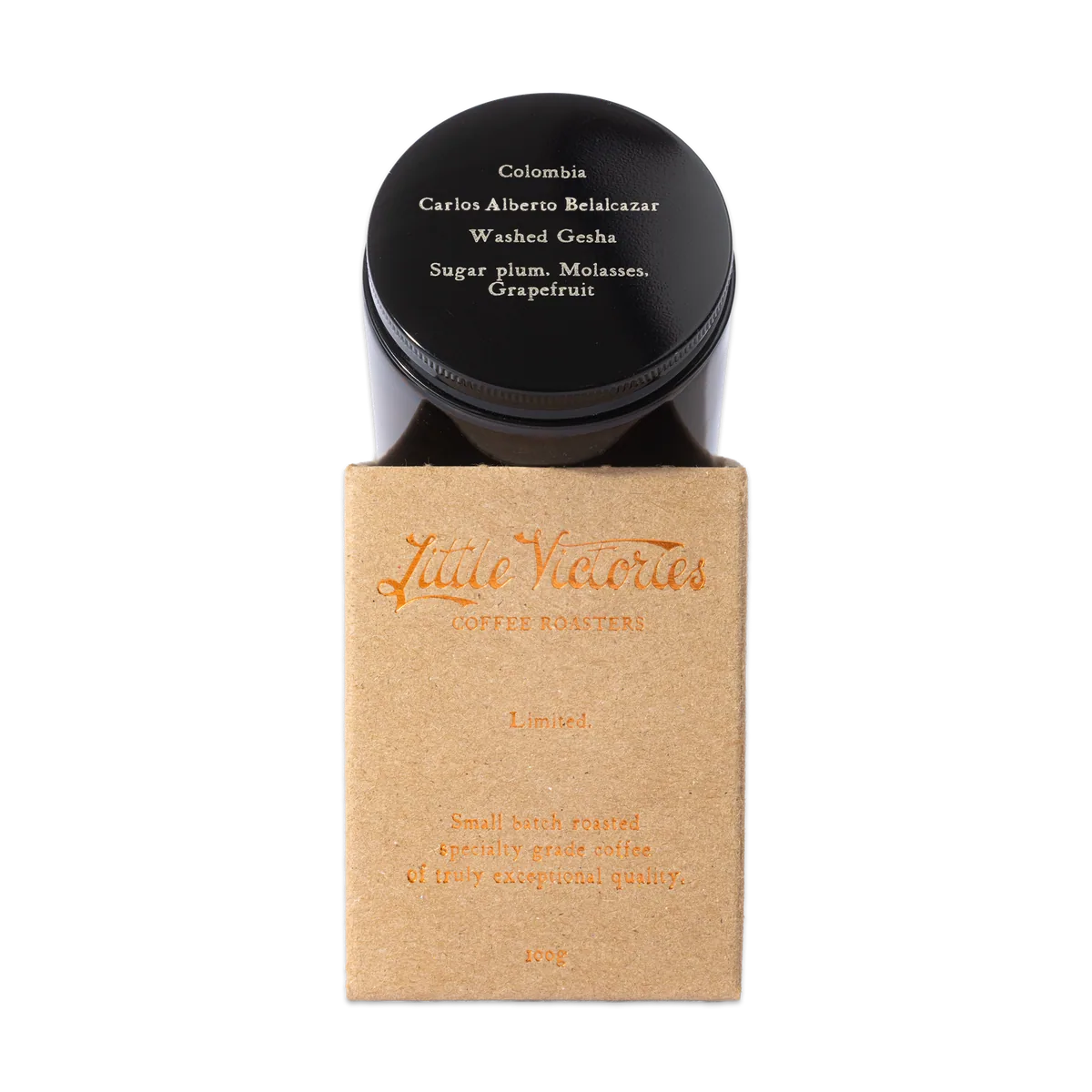 colombia carlos alberto belalcazar - gesha (100g jar) coffee by little victories coffee roasters - elgin