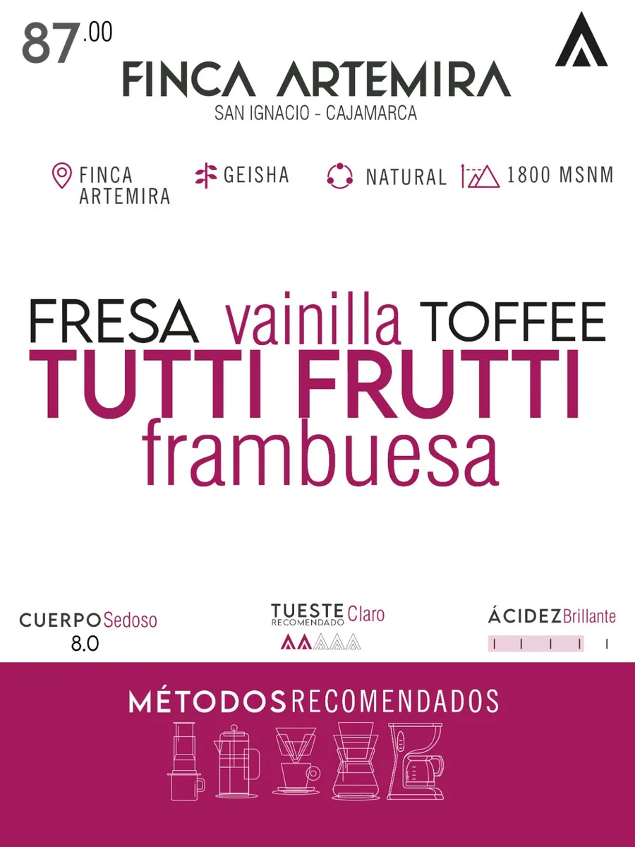 café de especialidad - finca artemira - geisha natural coffee by fortunato coffee & roaster