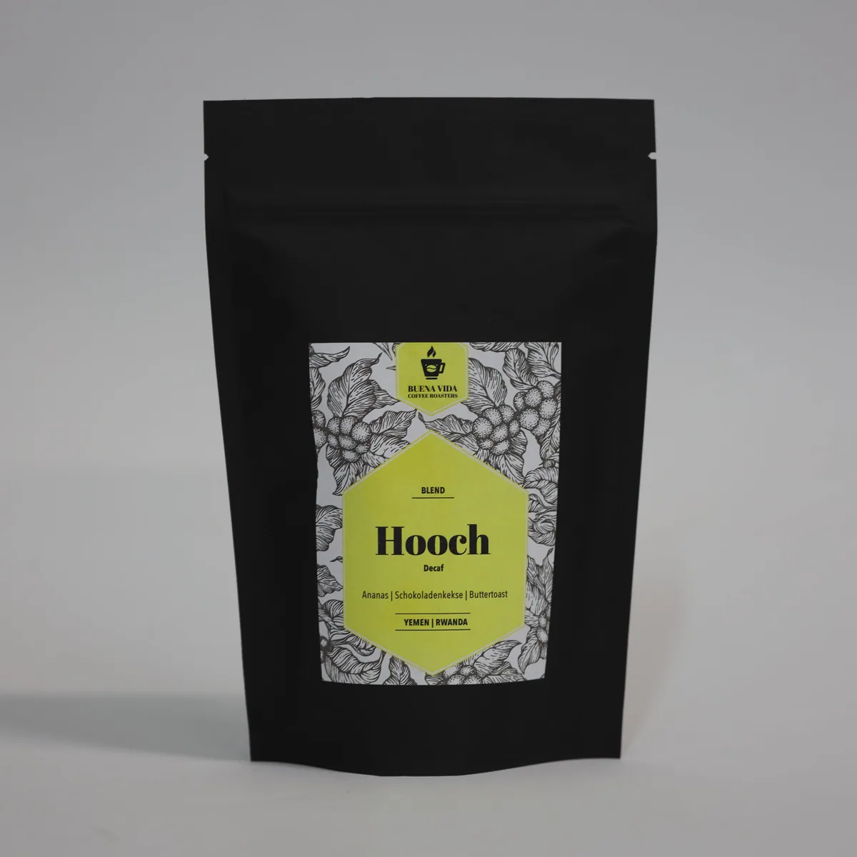 hooch – decaf blend - rwanda + yemen coffee by buena vida coffee roasters