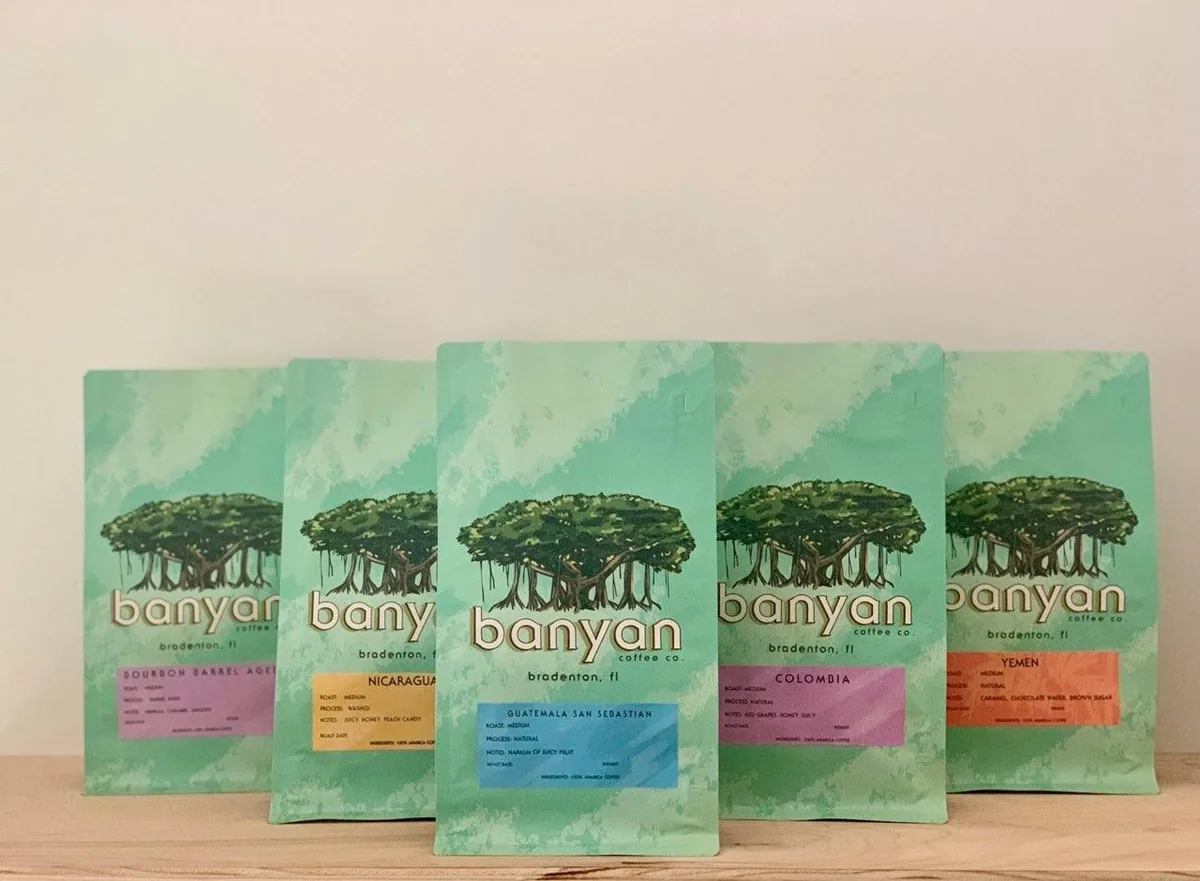 banyan limited release coffees sample gift pack (bourbon barrel aged coffee, san sebastián guatemala, yemen, colombia lactic process, nicaragua peach candy) - colombia + guatemala + nicaragua + yemen coffee by banyan coffee co.