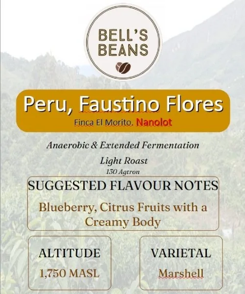 peru, finca el morito, faustino flores. nanolot coffee by bells beans - local coffee roaster | specialty coffee beans