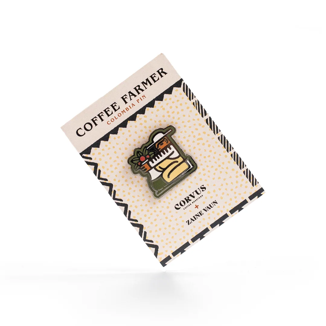 san pedro farmer pin • funding ciro's pink bourbon project coffee by corvus coffee roasters