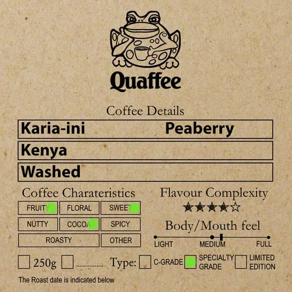 kenyan karia‑ini peaberry — fully washed - ethiopia + kenya coffee by quaffee, coffee roastery
