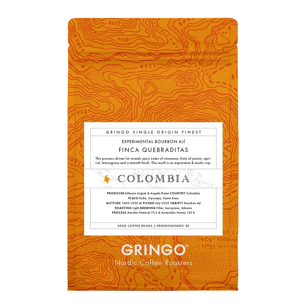 colombia quebraditas experimental bourbon ají - colombia coffee by gringo nordic coffee roasters