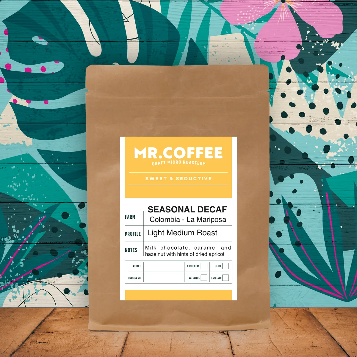 seasonal decaf light medium roast coffee by micro roastery