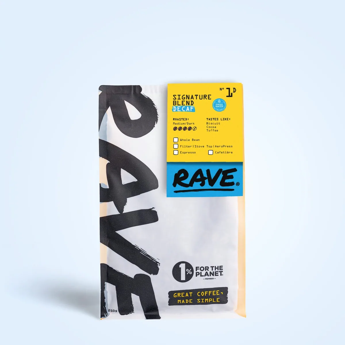 signature blend decaf n° 1d coffee by rave coffee