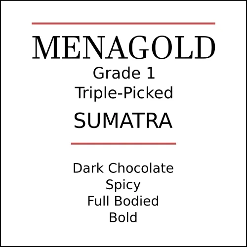 sumatra menagold medium/dark roast coffee by pebble and pine coffee
