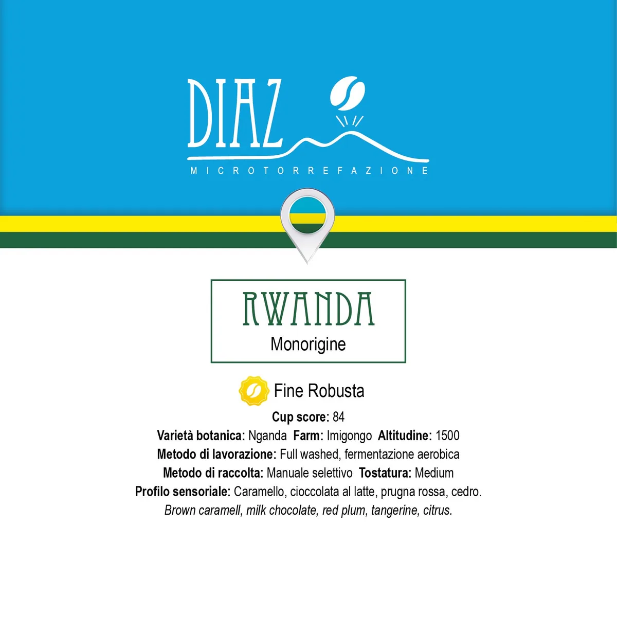 rwanda fine robusta coffee by diaz microtorrefazione