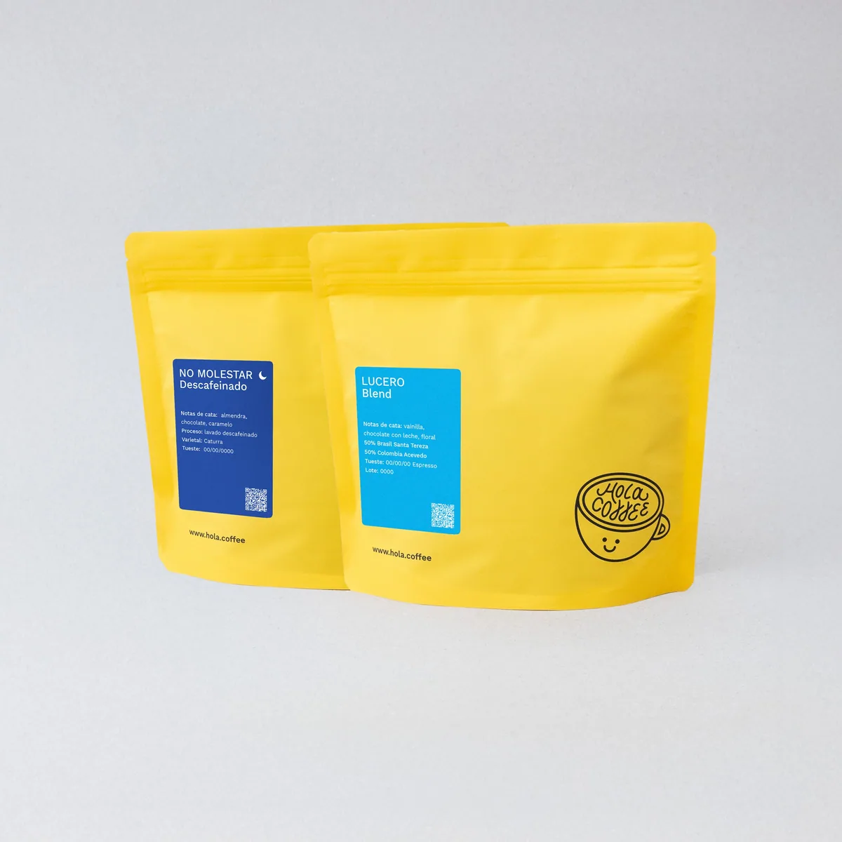 on/off pack - lucero blend & no molestar decaf coffee by hola coffee roastery