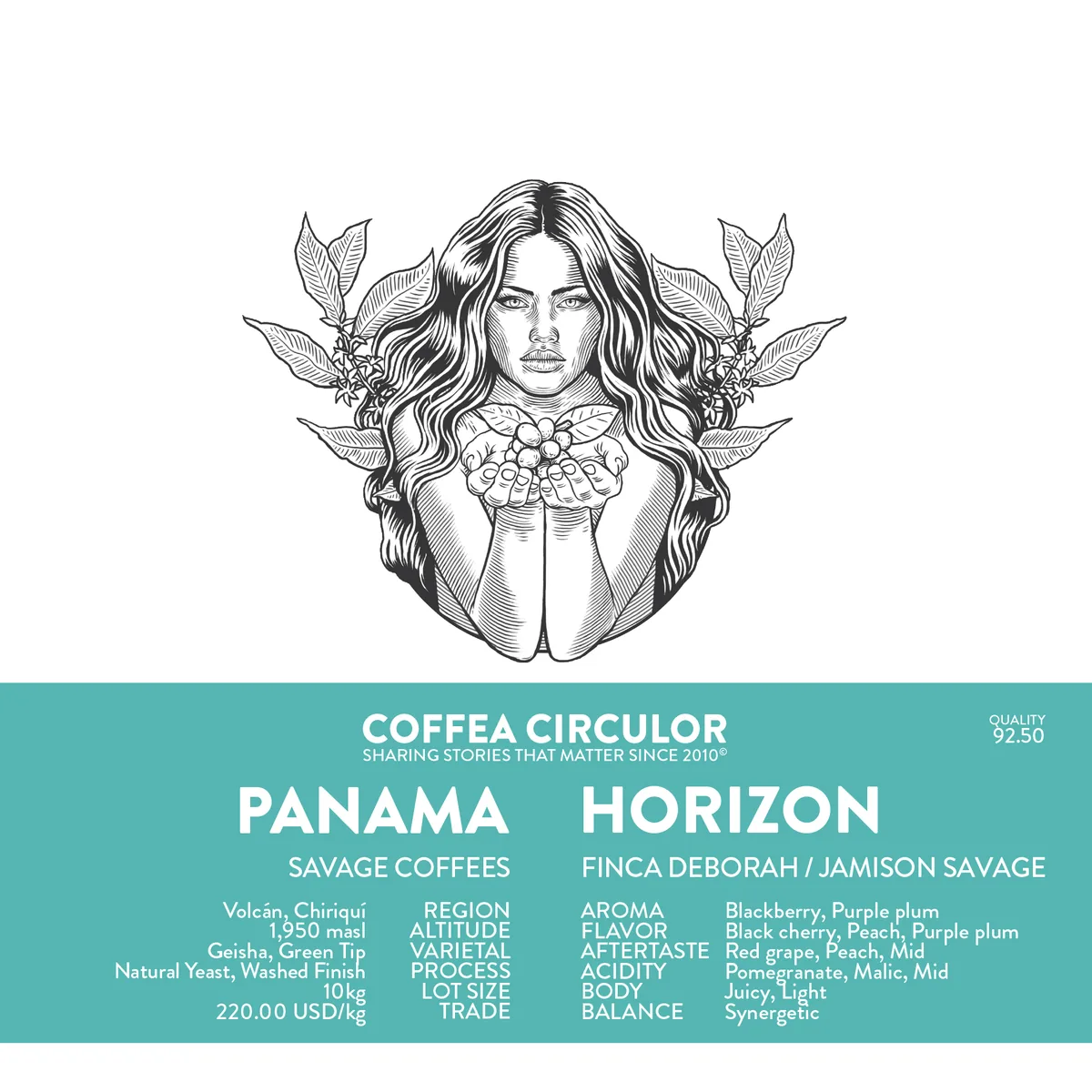 panama savage coffees finca deborah geisha horizon natural yeast washed finish - panama coffee by coffea circulor