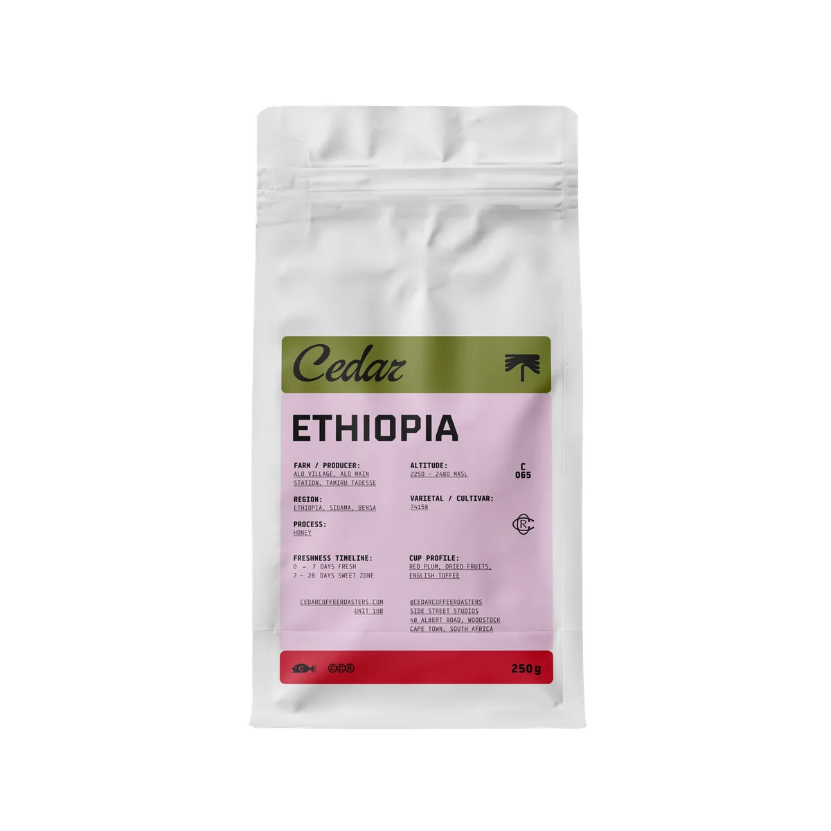 ethiopia alo village honey coffee by cedar coffee roasters (roastery + store)