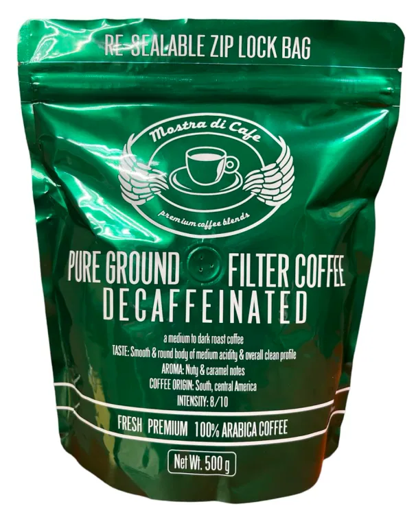 decaffeinated ground – 500gm - colombia coffee by mostra di cafe - coffee roastery