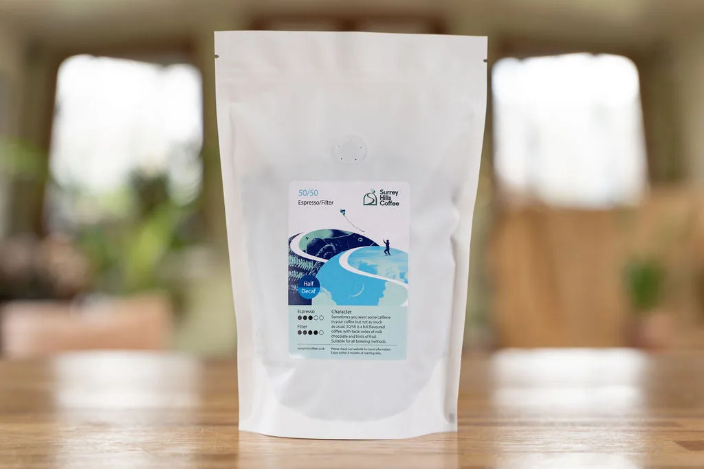 50/50 - half decaf - filter/espresso coffee by surrey hills coffee - roastery
