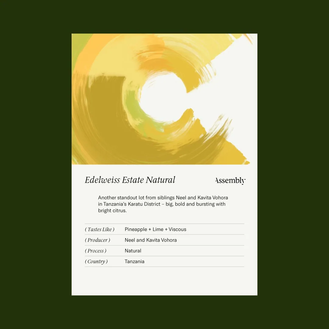 tanzania — edelweiss estate natural taste card coffee by assembly coffee london