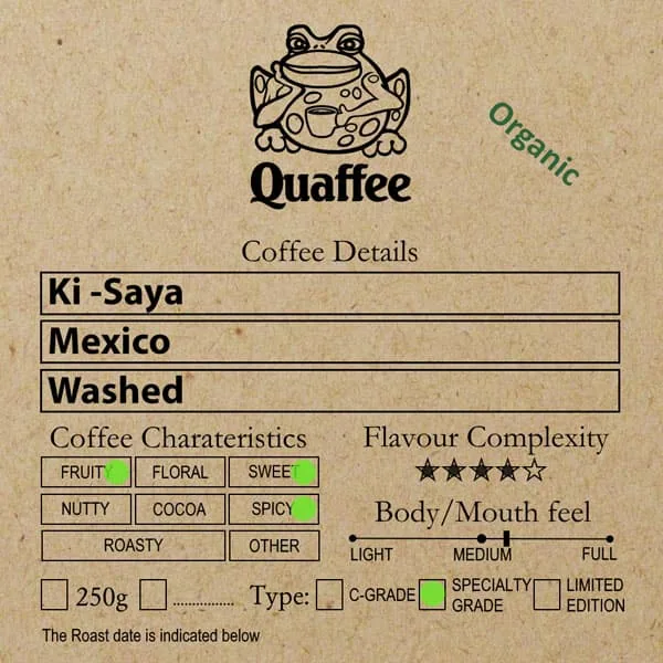 mexican ki-saya organic washed arabica coffee - mexico coffee by quaffee, coffee roastery