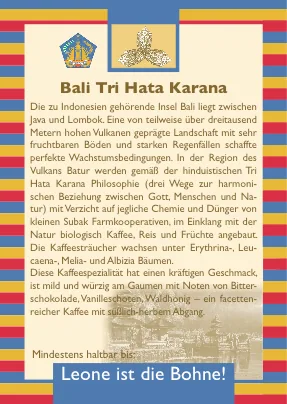 bali tri hata karana coffee by leone caffè