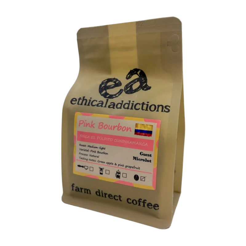 pink bourbon – colombia microlot coffee by ethical addictions coffee roasters