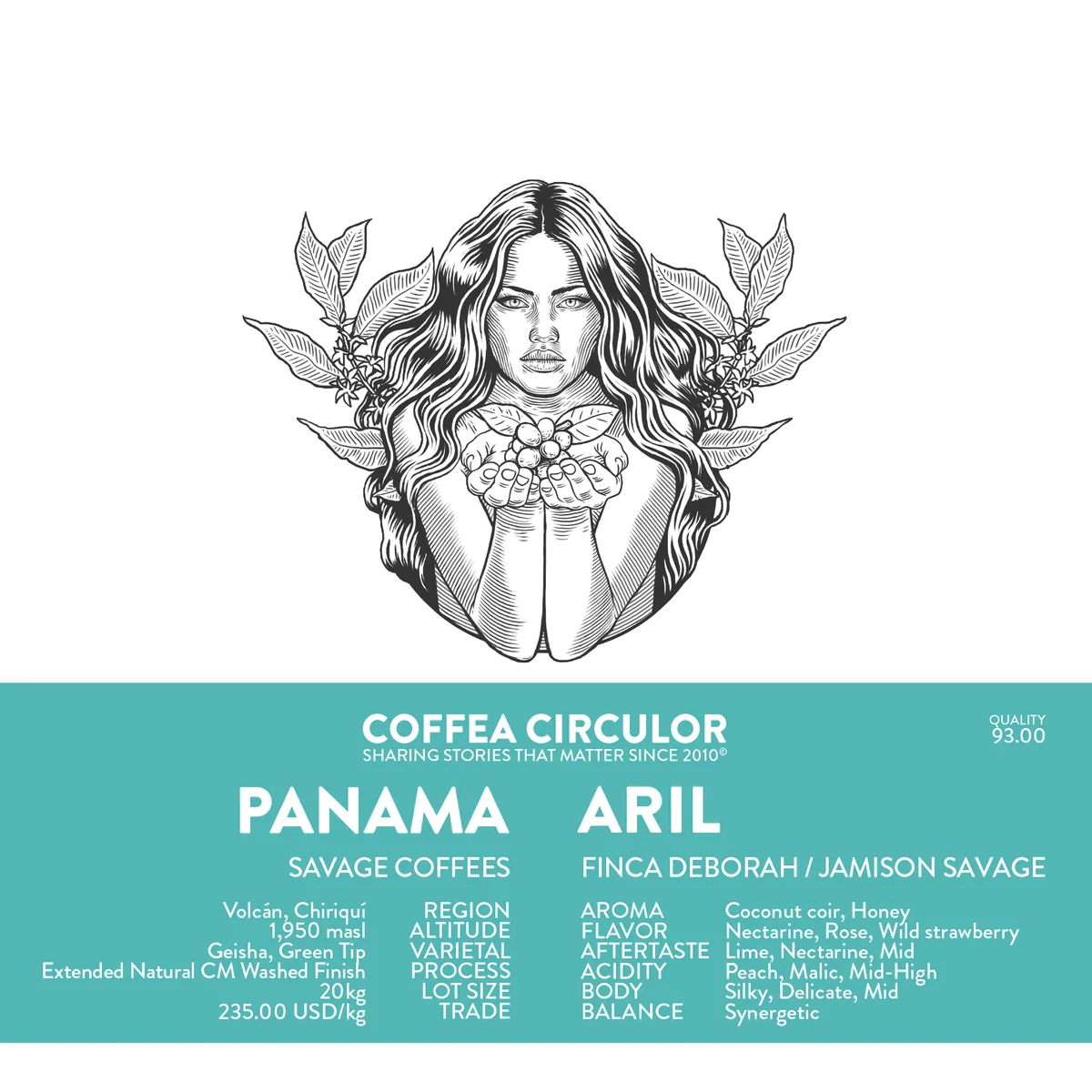 panama savage coffees finca deborah geisha aril extended natural cm washed finish - panama coffee by coffea circulor