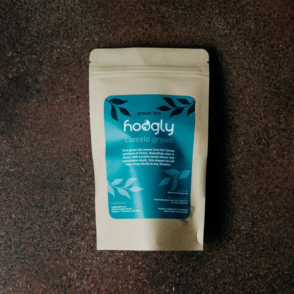 hoogly classic green tea - 50g loose leaf coffee by trading post coffee roasters