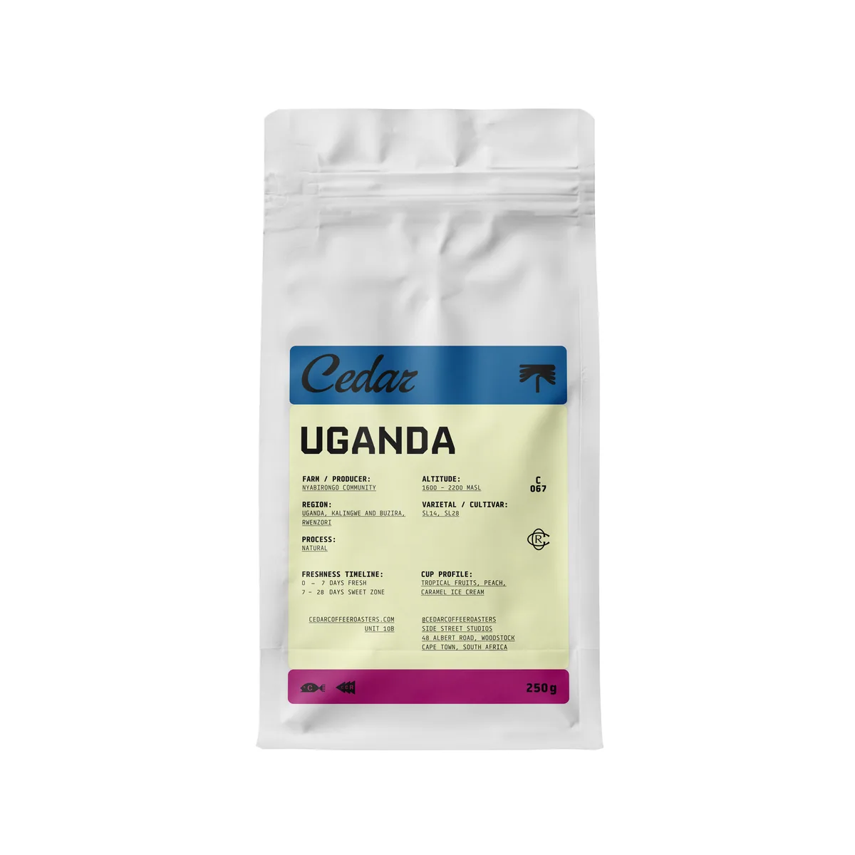 uganda nyabirongo natural coffee by cedar coffee roasters (roastery + store)