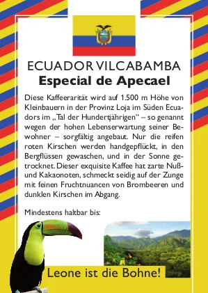 ecuador vilcabamba especial de apecael coffee by leone caffè