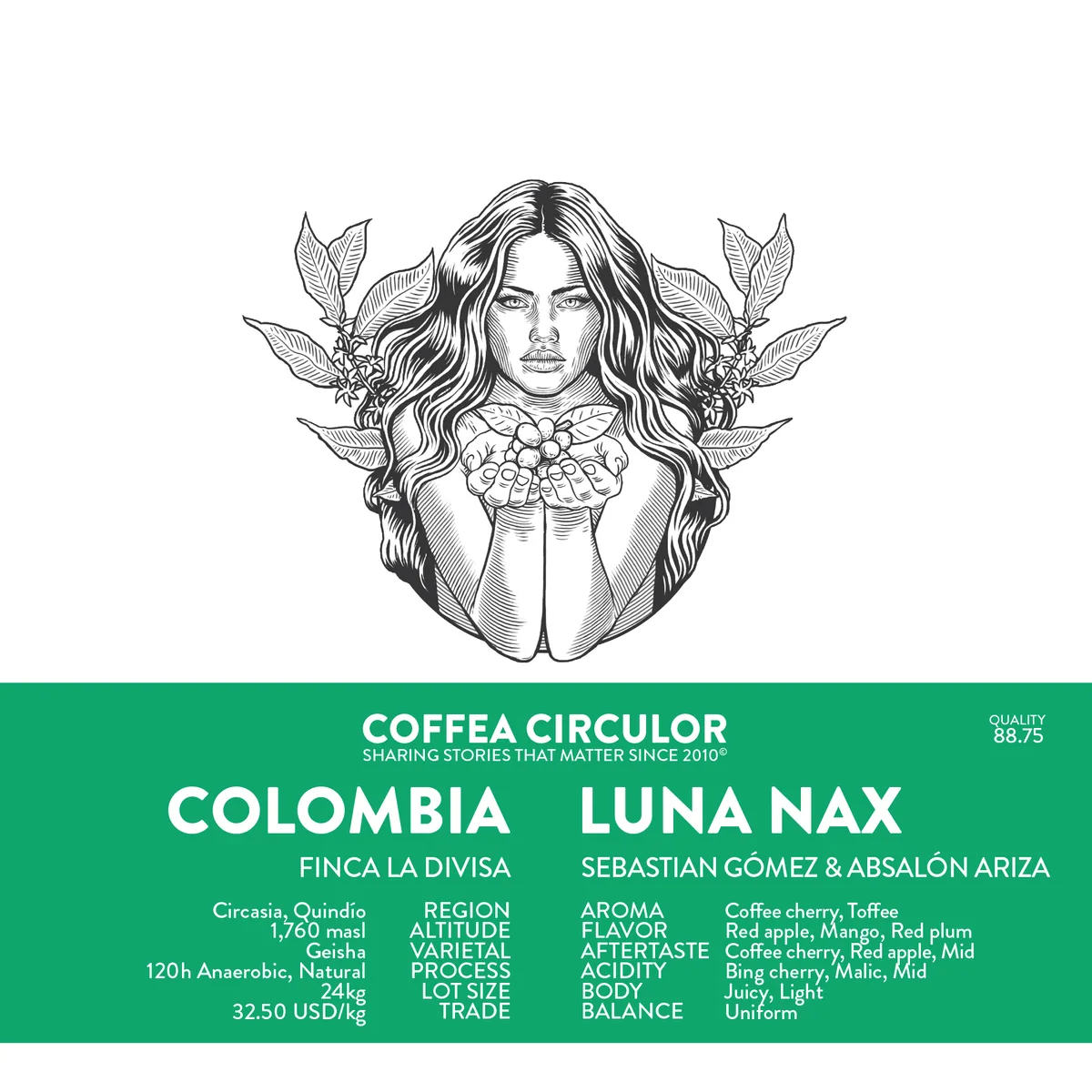 colombia luna geisha natural anaerobic nax - colombia coffee by coffea circulor