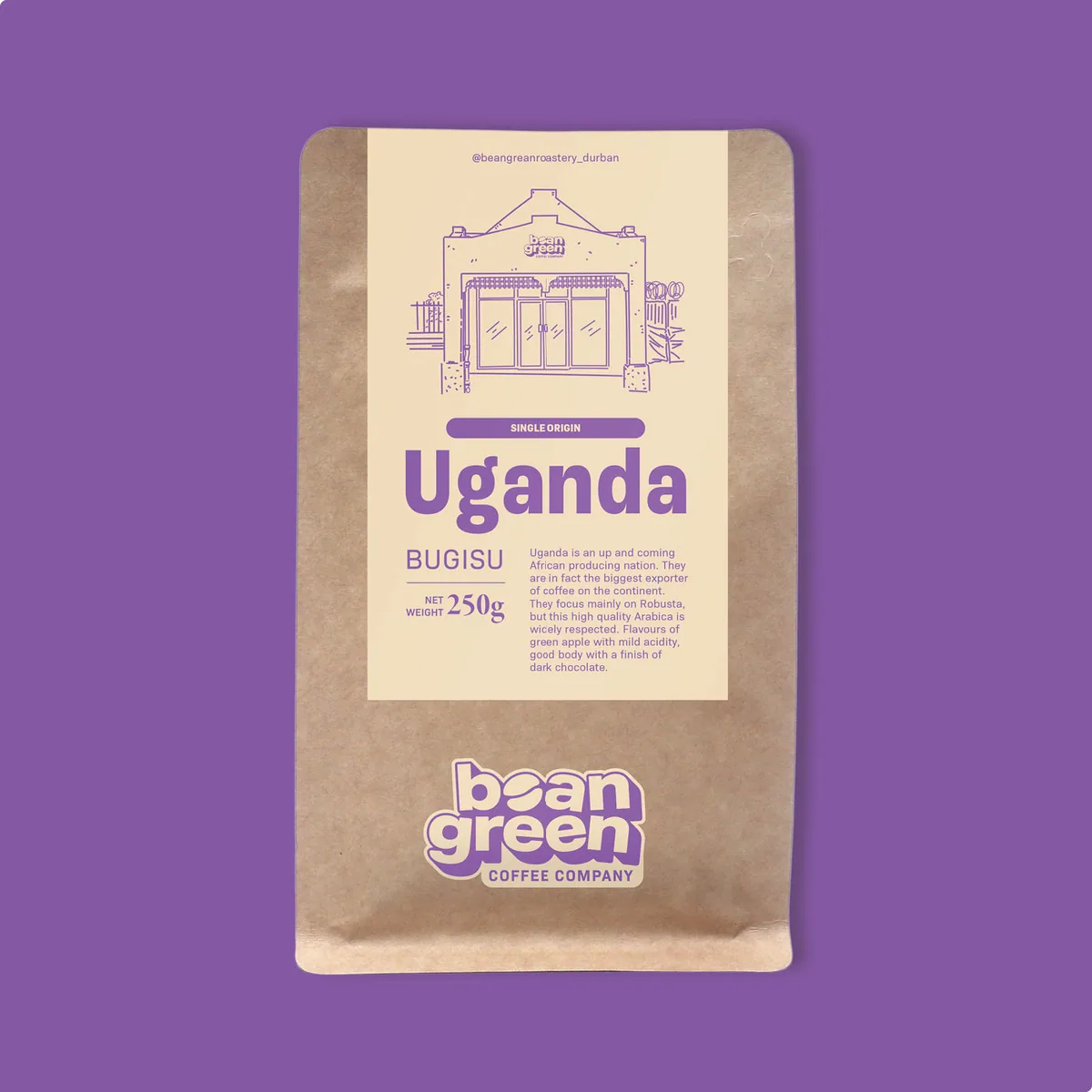uganda coffee by the bean green coffee roastery.
