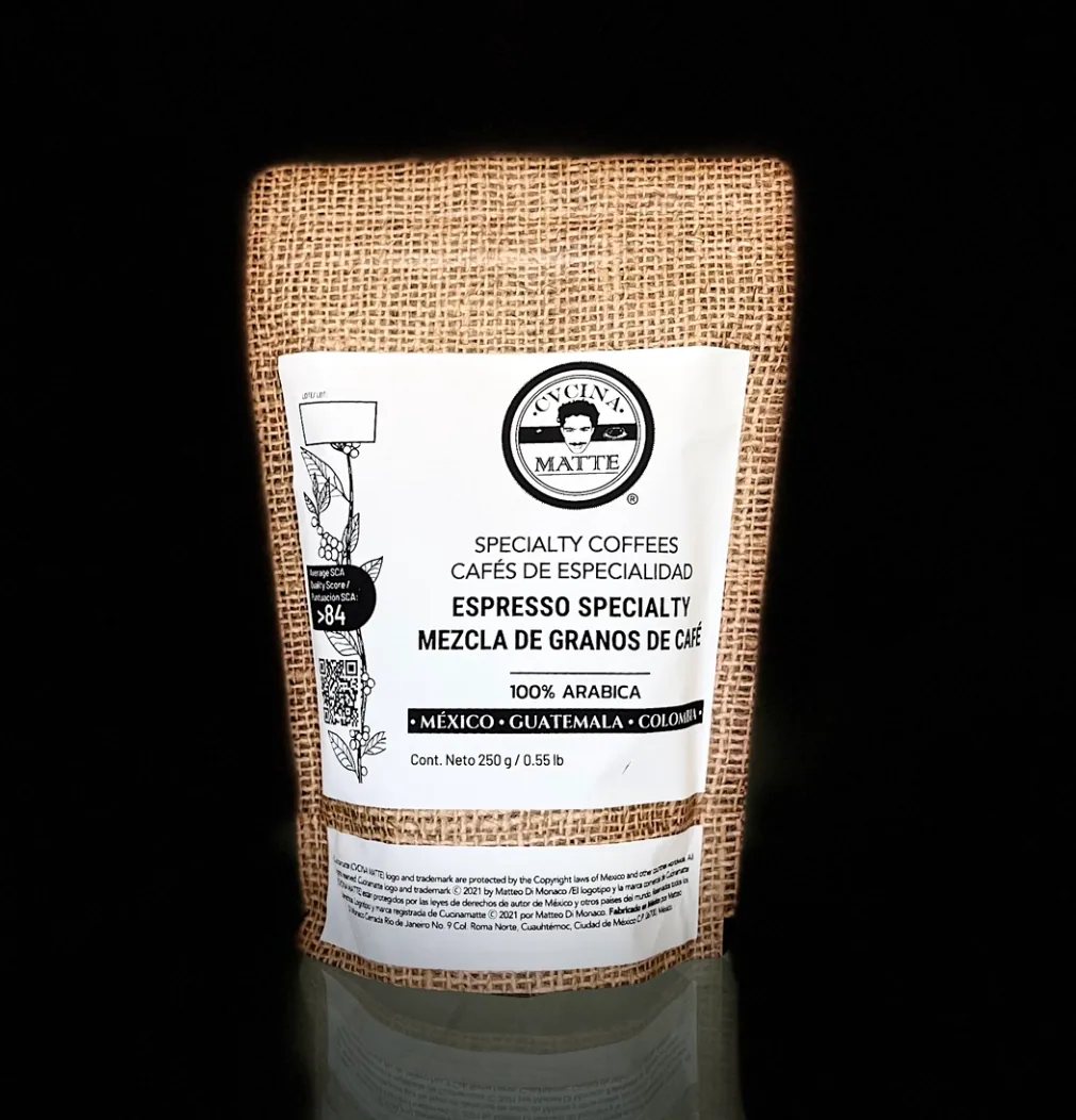 espresso specialty cucinamatte® mexico guatemala colombia 250g 0,55 lb - colombia + guatemala + mexico coffee by caffè cucinamatte ‘82