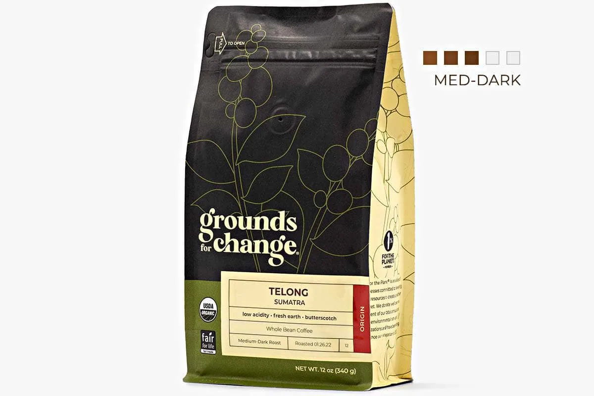 sumatra "telong" coffee by grounds for change coffee