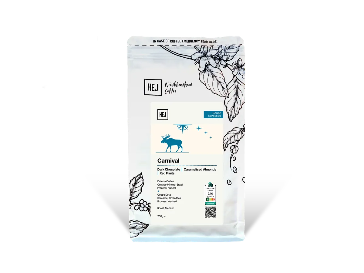 carnival blend coffee by hej roastery and coffee house