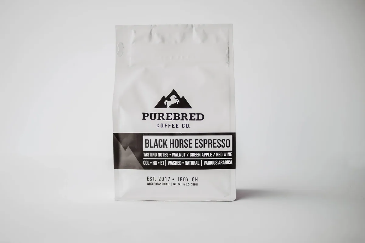 black horse espresso blend coffee by purebred coffee co.
