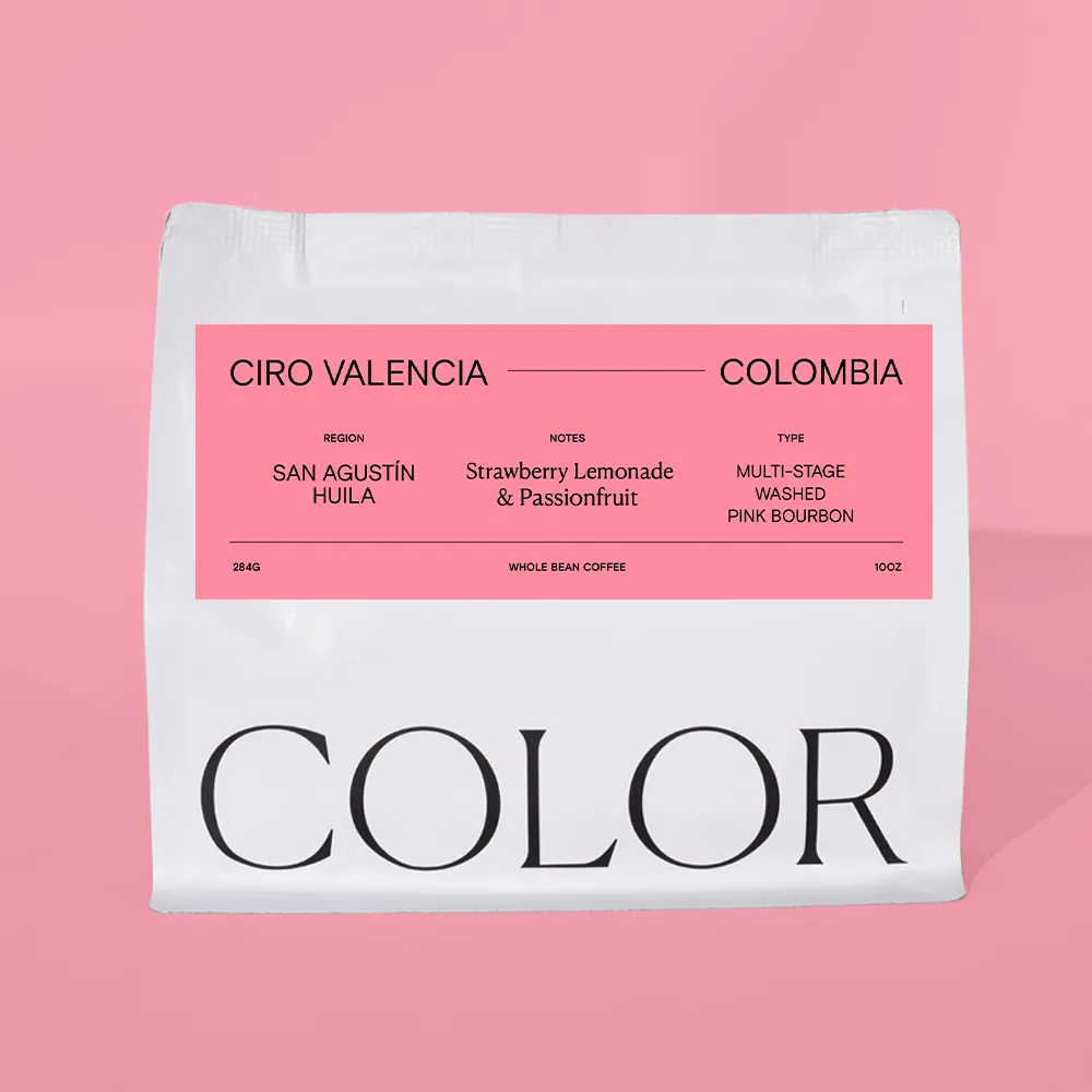 colombia ciro valencia - multi-stage washed pink bourbon coffee by color coffee roasters