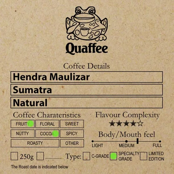 sumatran hendra maulizar pegasing anaerobic natural aceh coffee - sumatra coffee by quaffee, coffee roastery