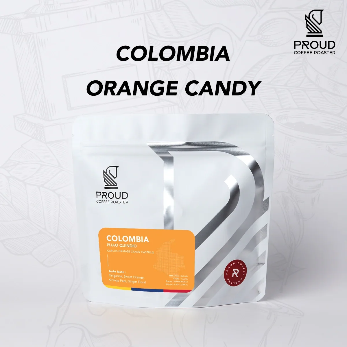 เมล็ดกาแฟคั่วอ่อน colombia orange candy (150 g) - colombia coffee by proud coffee roaster