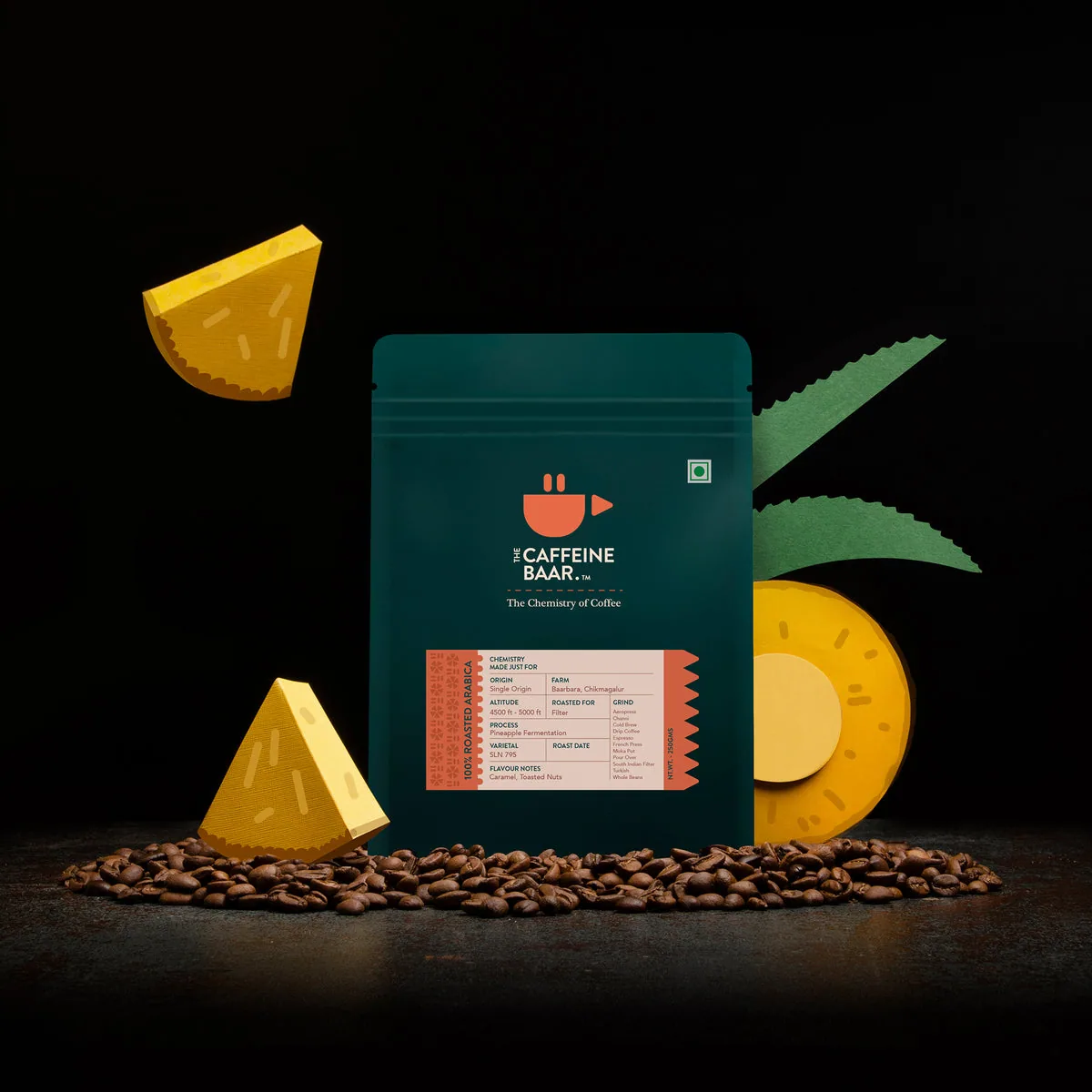 pineapple fermentation sample packet coffee by the caffeine baar cafe & roastery