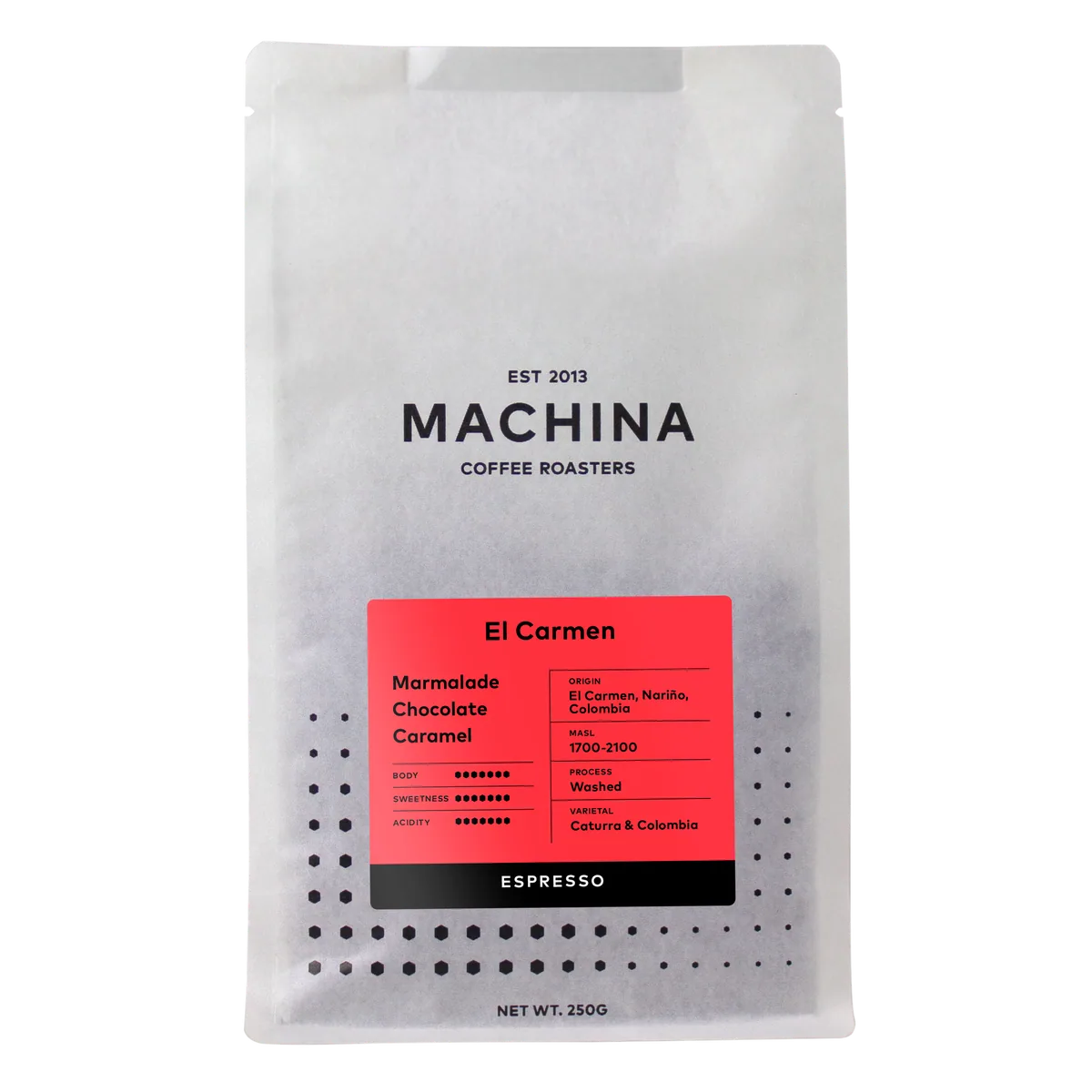 el carmen, colombia (espresso) coffee by machina coffee - marchmont cafe