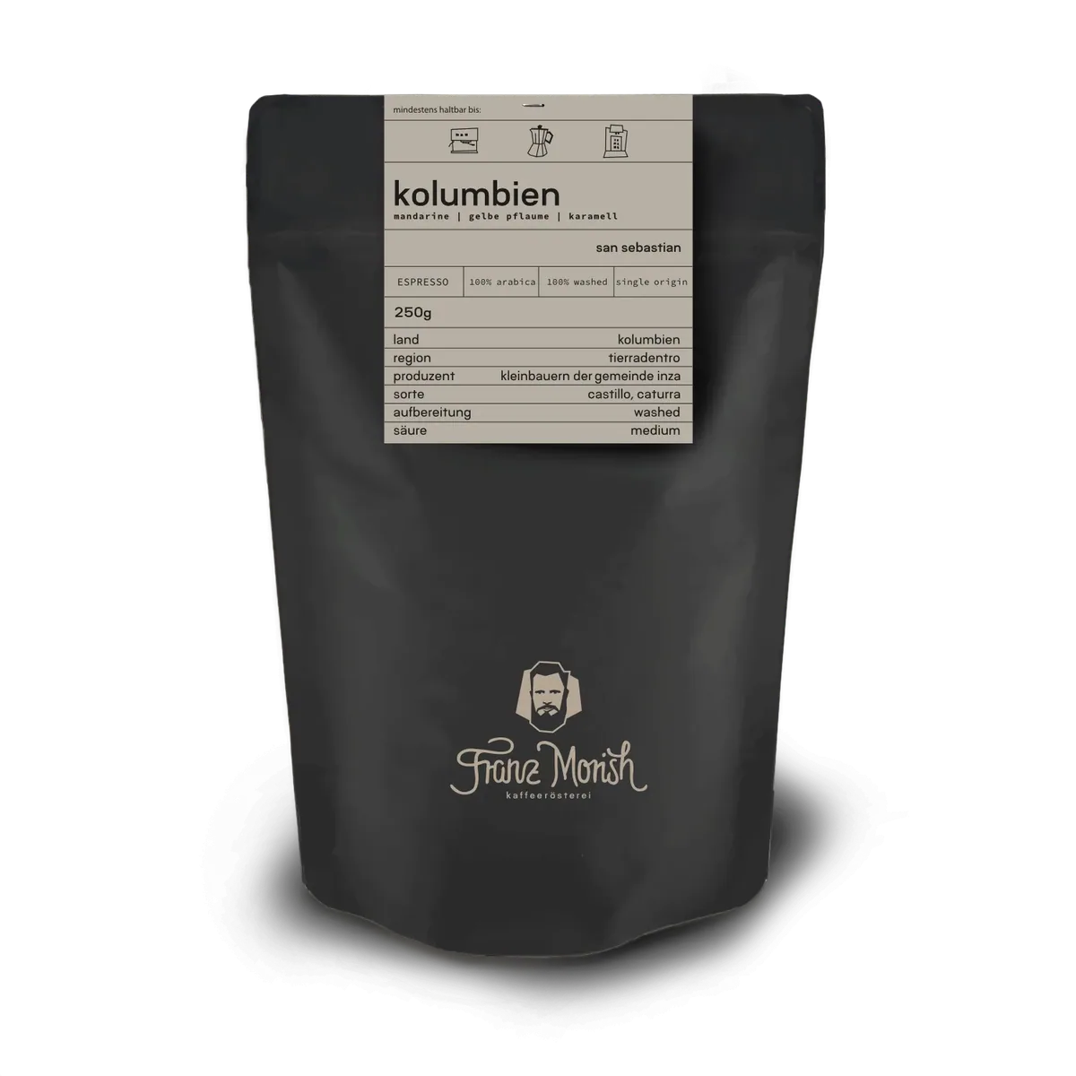 kolumbien san sebastian - espresso coffee by franz morish coffee roastery