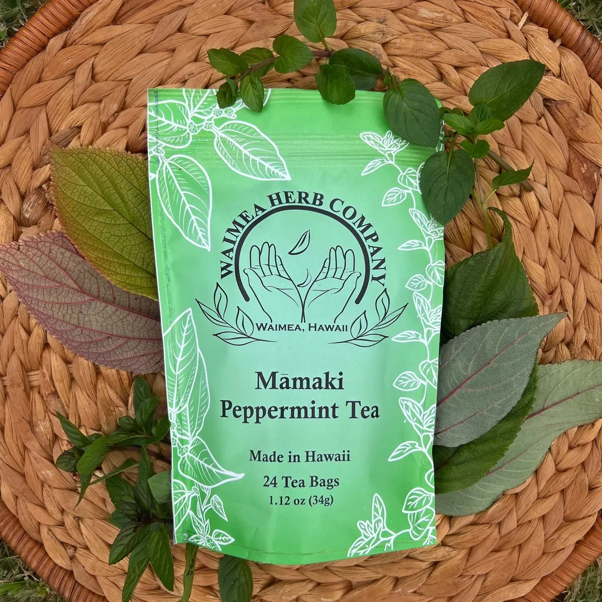 mamaki peppermint tea coffee by kona mountain coffee