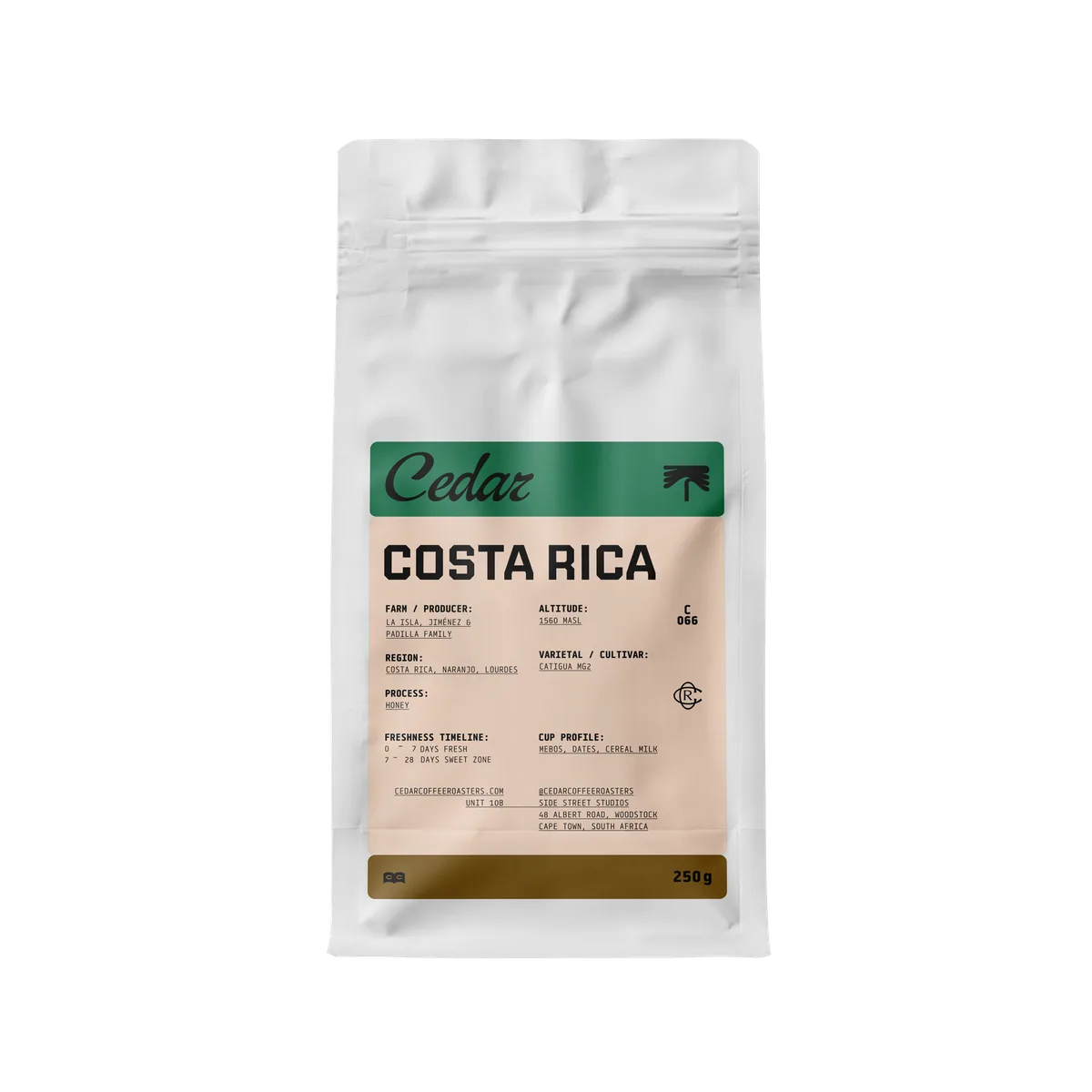 costa rica la isla catigua honey coffee by cedar coffee roasters (roastery + store)