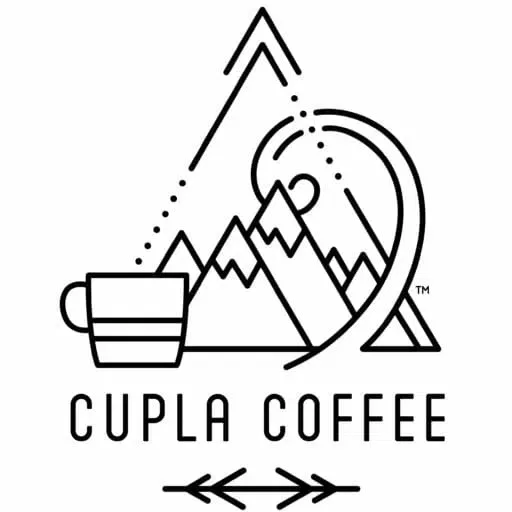 mountain landscape with coffee cup and globe featuring "cupla coffee" text and trademark., cupla coffee, salt lake city