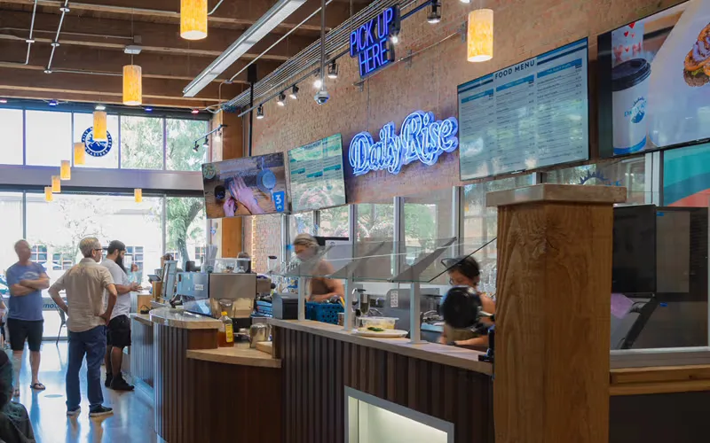 modern casual restaurant interior with counter service and customers waiting to order., daily rise coffee downtown, ogden