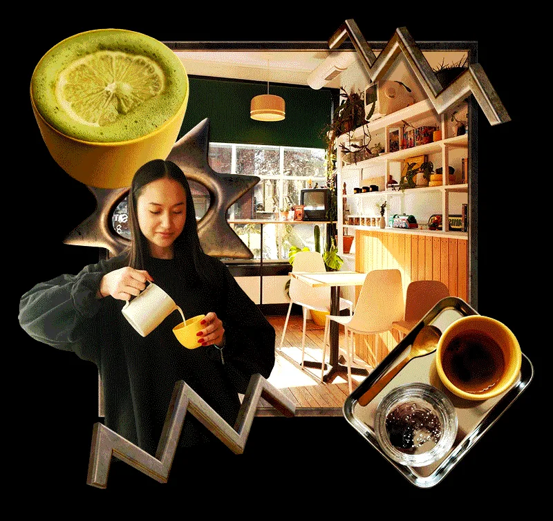 woman pouring tea in cozy café interior with lemon, coffee, and beverage service., daydrink, iowa city