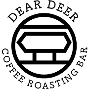 dear deer coffee roasting bar logo with circular badge design and roasting equipment., dear deer coffee roasting bar onehunga