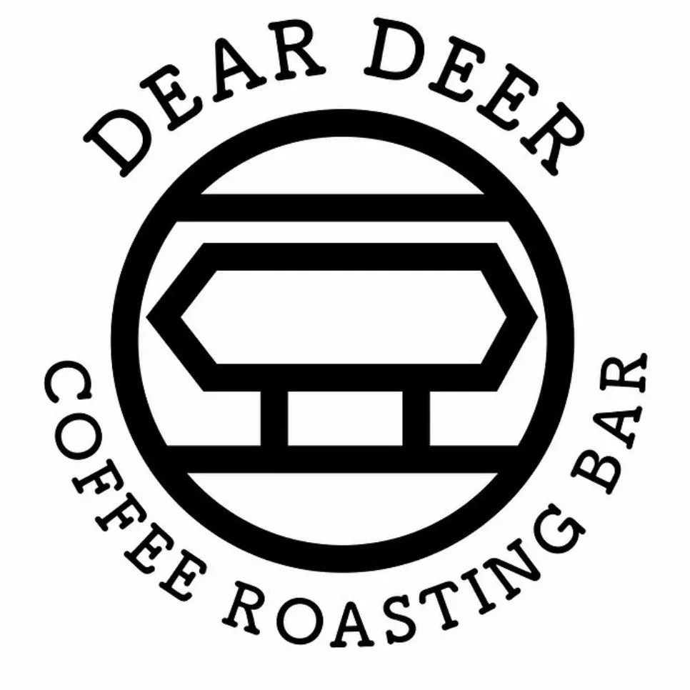 dear deer coffee roasting bar circular logo with hexagonal cup design., dear deer coffee roasting bar pakuranga, auckland
