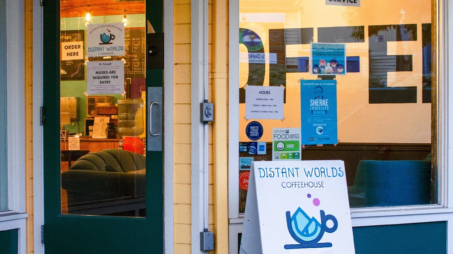 Distant Worlds Coffeehouse in Seattle, specialty coffee cafe