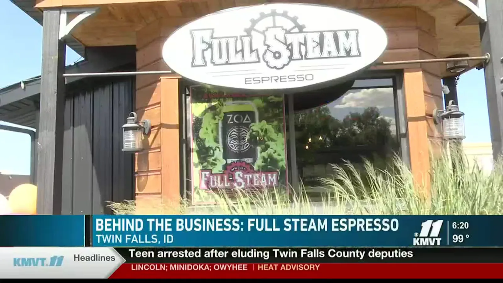 full steam espresso storefront in twin falls, idaho with signage and landscaping visible., full steam espresso, twin falls